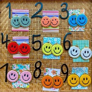 Smiley face chenille earrings